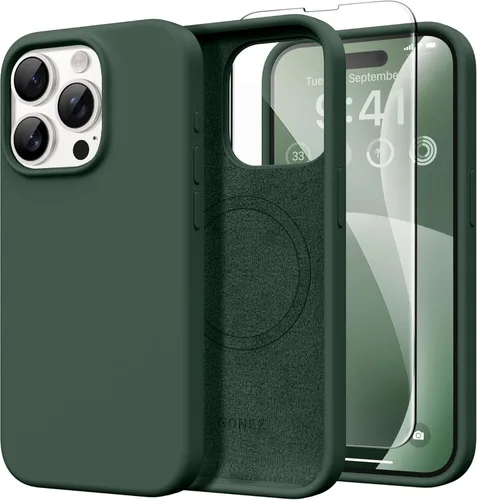 Vista 126 de GONEZ Funda magnética para iPhone 14, compatible con Magsafe, con protector de pantalla + protector de cámara, forro de microfibra antiarañazos