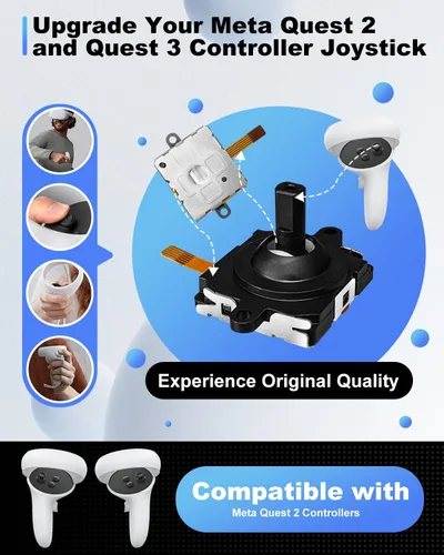 Vista 2 de 13-in-1 Replacement Kit for Oculus Quest 2 ControllerMeta Quest 3 Controllers Joysticks, Thumbstick, Screwdriver, Tweezer, and Pry Tool for Oculus