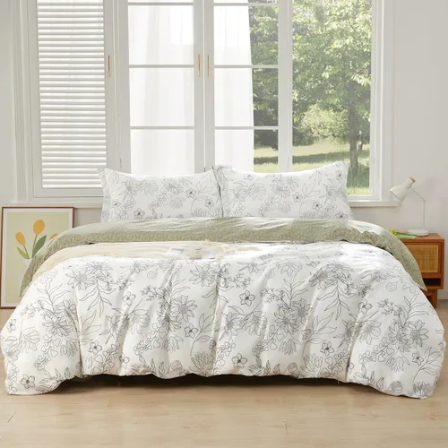 Vista 44 de SAPHREAS Juego de Funda de Edredón de Flores Rosas 2 piezas Algodón Estilo Jardín Campanilla Floral Ropa de Cama Juego de Funda de Edredón 100%
