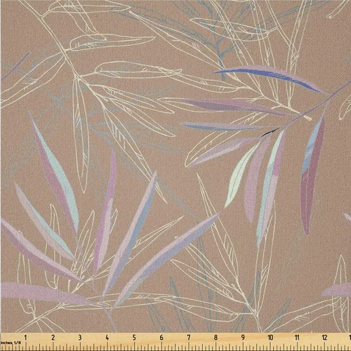 Vista 52 de Ambesonne Ivy Leaves Fabric by The Yard, Contemporary Design of Fantasy Themed Dreamy Leafy Pattern on Dark Back, Microfiber Fabric for Arts and