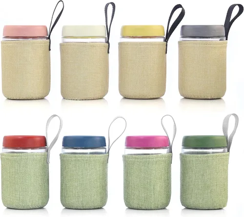 Vista 14 de Paquete de 4 de 10 OZ, Tarros para Avena Nocturna con Tapas, Recipientes de Vidrio para Preparación de Comidas, Tarros Mason Herméticos