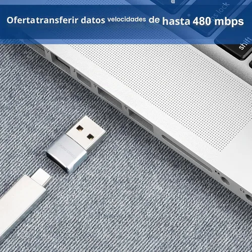 Vista 2 de Adaptador USB a USB C 4 Pcs Plata, Carga Rápida, Transferencia y Tipo C OTG