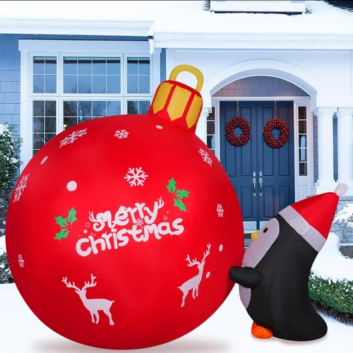 Vista 5 de Onory Inflables de Navidad de 4 pies para decoración al aire libre, pingüinos inflables, campanas de Navidad con LED integrados, decoraciones