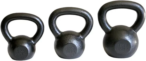 Vista 2 de Ader Premier - Juego de pesas rusas de 16 piezas con DVD y estante (4, 6, 8, 10, 12, 16, 20, 52.9 lbs) pares