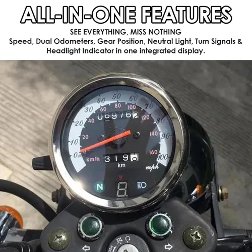 Vista 3 de Velocímetro de motocicleta Medidor de engranajes de pantalla digital universal con odómetro dual