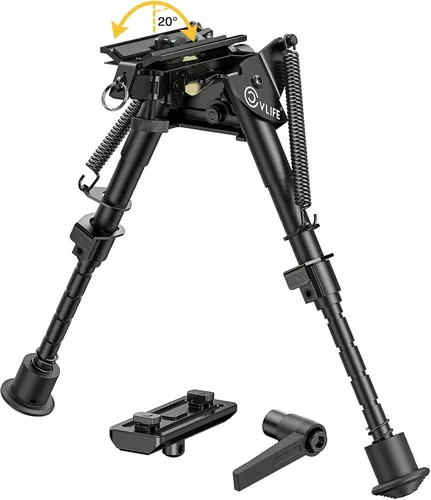 Vista 8 de CVLIFE Bípode de rifle de fibra de carbono de 6-9 pulgadas, bípodes pivotantes inclinables para rifles con adaptador compatible con bípode giratorio