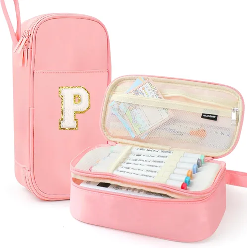 Vista 74 de Estuche Grande para Lápices, Bolsa de Lápices de Gran Capacidad, Bolsa de Lápices Personalizada con Inicial con Cremallera Suave, Múltiples