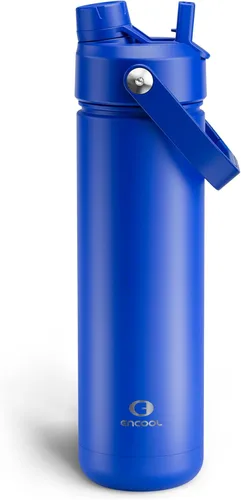 Vista 114 de Botella de agua aislada para niños con popote, botella de agua de acero inoxidable de 12 onzas con boquilla doble, a prueba de fugas, sin BPA, al