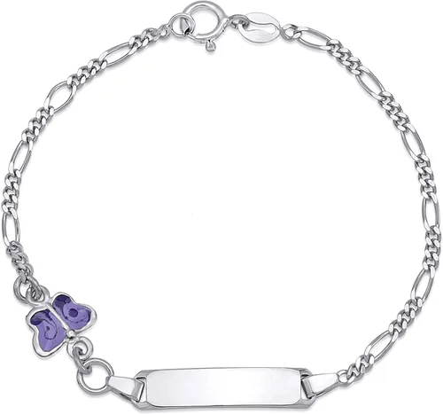 UNICORNJ Pulsera de plata de ley 925 Italia con nombre para niños o bebés pulseras de identificación grabadas personalizadas para niños cadena