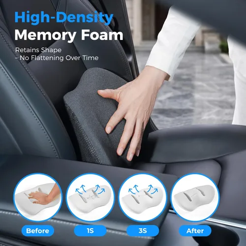 Vista 3 de Almohada de apoyo lumbar para automóvil, cojín de espuma viscoelástica para aliviar el dolor de espalda baja, soporte ergonómico para asiento