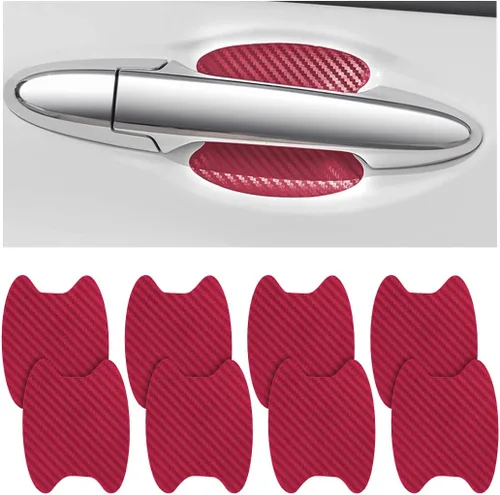 Vista 25 de 8 unidades de calcomanías para manija de puerta de coche, protector antiarañazos de fibra de carbono para taza de puerta de coche, película