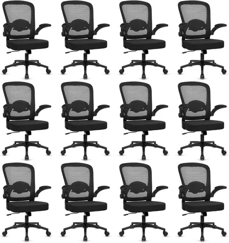 Vista 13 de KLASIKA Sillas de escritorio de oficina con ruedas, silla ergonómica de malla con soporte lumbar de altura ajustable, silla giratoria