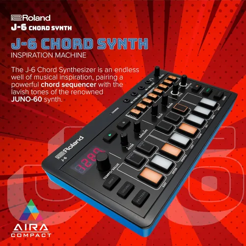 Vista 7 de Roland Paquete de máquinas de música portátiles AIRA Compact J-6 y T-8 JUNO Synth & TR Drums