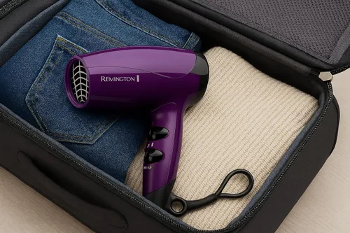 Vista 4 de Remington Ionic Compact Hair Dryer, 1875W, Portable Anti-Frizz Dryer Diseño ligero, filtro extraíble para una fácil limpieza, 3 ajustes de calor y 2