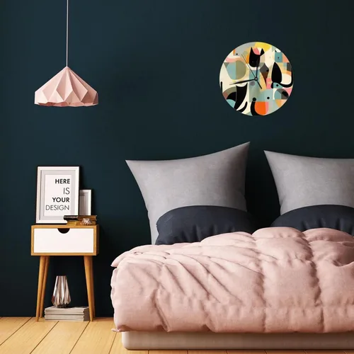 Vista 4 de Mid-Century Modern Art Cat Wall Clock 10 Inch Silent Non-Ticking Modern Clocks Battery Operated - Analog Clock Classic Round Clocks Home Decor for