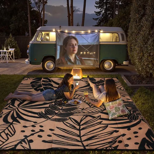 Vista 28 de Anidaroel Alfombras de exterior de 5 x 8 pies para patios, impermeables, reversibles, de plástico tropical, alfombra de campamento, alfombra