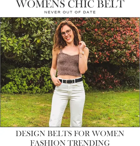 Vista 3 de VONMELLI Paquete de 3 cinturones de cuero para mujer, pantalones vaqueros, hebilla dorada, cinturón de vestir para mujer