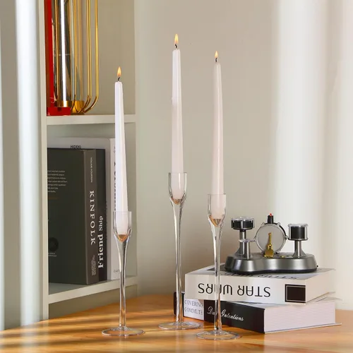 Vista 5 de Maxcheck Portavelas de cristal para boda, portavelas decorativos transparentes a granel, se adaptan a velas de 3/4 pulgadas de grosor para centro