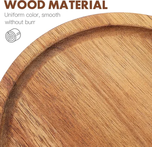 Vista 7 de STOBAZA Bandejas decorativas de madera de acacia para mesa auxiliar, juego de 2 bandejas redondas de madera para centro de mesa, bandeja para velas