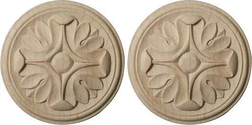 Vista 3 de Ekena Millwork ROS02X02RAAL Raymond Rosetón redondo, 2.7 in de ancho x 2.7 in de alto x 0.2 in de alto, aliso