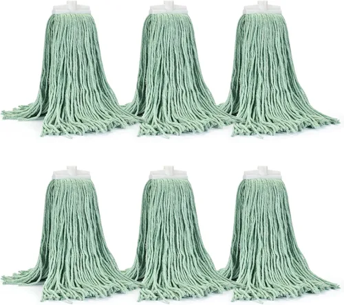 Vista 8 de Matthew - Cabezales de repuesto para trapeador húmedo de algodón resistente (azul, mediano, paquete de 12) con 2 paños de microfibra para uso
