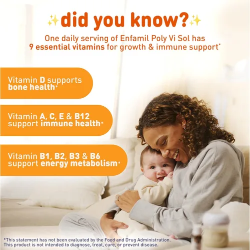 Vista 3 de Enfamil Poly-Vi-Sol Suplemento multivitamínico líquido para bebés y niños pequeños, botella cuentagotas de 1.7 fl oz