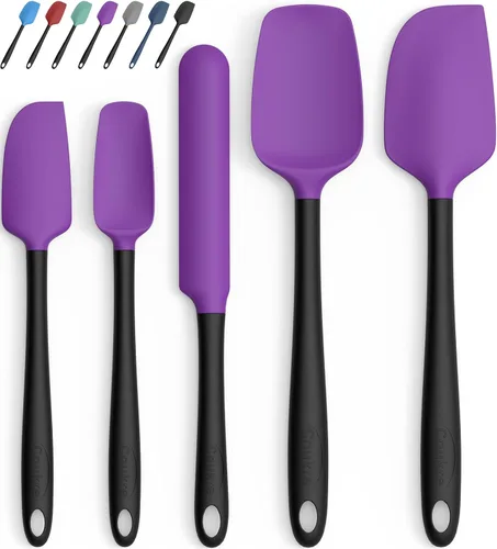 Vista 16 de Coukre Juego de 5 espátulas de silicona, resistentes a altas temperaturas, silicona de grado alimenticio, aptas para lavavajillas, para hornear