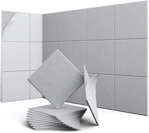 Vista 29 de Paneles acústicos hexagonales, paquete de 12 paneles de absorción de sonido de alta densidad de 12 x 10 x 0.4 pulgadas para mejorar la reducción