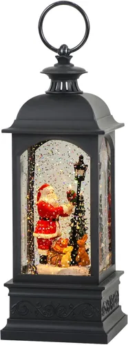 Eldnacele Linterna de globo de nieve musical de Santa con temporizador de 6 horas, lámpara iluminada que canta, funciona con batería y USB, agua