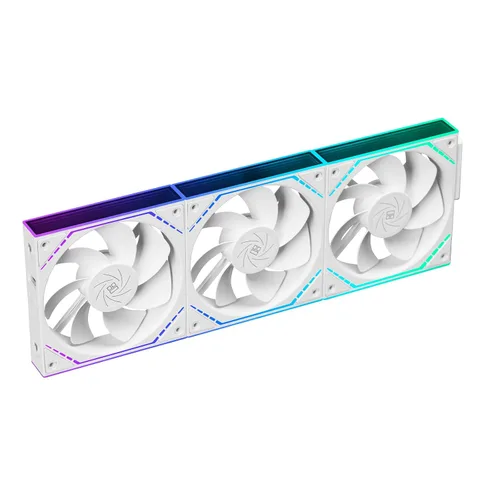 Vista 4 de Thermalright TL-M12QRW 120mm Ventiladores de carcasa PC con palas inversas, flujo de aire de 1500RPM, ARGB Daisy-Chain, iluminación Infinity-Mirror