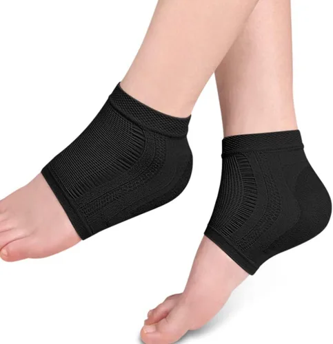Vista 7 de FRCOLOR 2 pares de calcetines de compresión de manga de tobillo, calcetines de talón de gel hidratantes, calcetines de punta abierta, calcetines