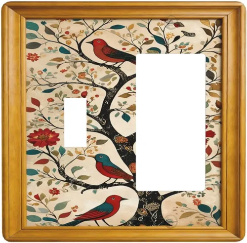 Vista 161 de Cubiertas de Interruptor de Luz Artísticas Decorativas Boho Figura Abstracta Interruptor de Pared Único Placa de Interruptor Decorativo Placa