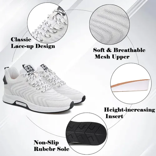 Vista 3 de Recyphi Men's Invisible Height Increasing Elevator Shoes Lightweight Sport Shoes Height-Boosting Fashion Sneakers 2.4" Taller