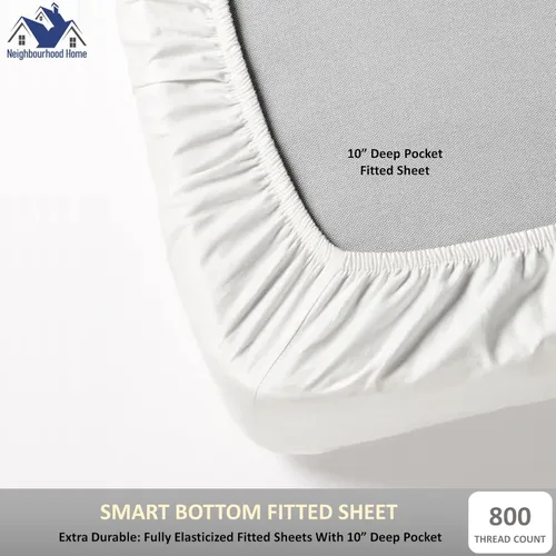 Vista 2 de Juego de sábanas de 800 hilos 100% algodón egipcio, sábanas de algodón egipcio, cama tamaño Queen, tejido de satén suave y sedoso, sábanas