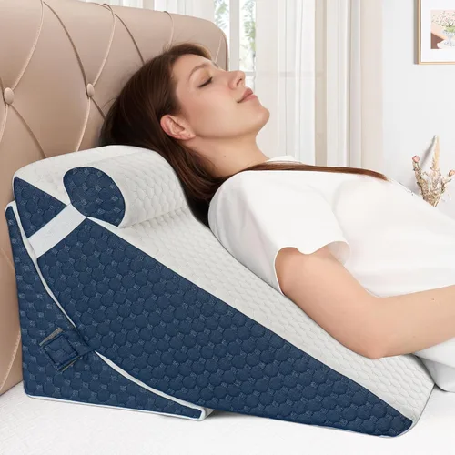 Vista 11 de Almohada de cuña de cama para dormir, juego de almohada de cuña ajustable para después de la cirugía, almohada triangular elevada para reflujo ácido