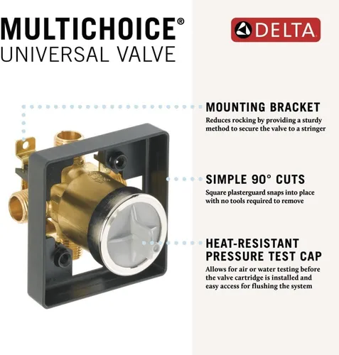 Vista 2 de Válvula de tina multi elección Delta Faucet R10000-UNBX y ducha universal para el cuerpo