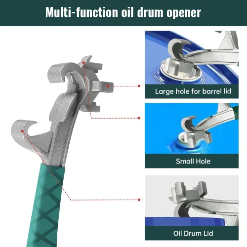 Vista 3 de Llave de tambor de aluminio, abrelatas de cubo de metal, llave de cubo de plástico, cubo de 5 galones con abridor de tapa, se adapta a tapas