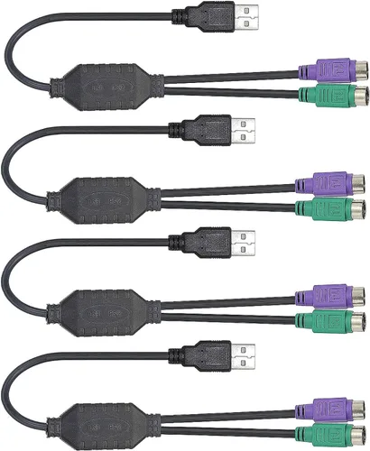 PS/2 to USB Adapter Cable, 4Pack PS2 Female to USB Male Converter Connector Adapter for PC Keyboard