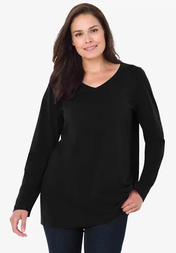 Vista 5 de Camiseta manga larga de talla grande para mujer Woman Within Negro