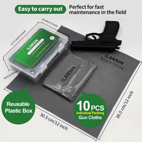 Vista 2 de Paquete de 10/6 paños de limpieza de microfibra negro/gris, tamaño grande, sin pelusas, almohadilla de limpieza reutilizable para todas las armas