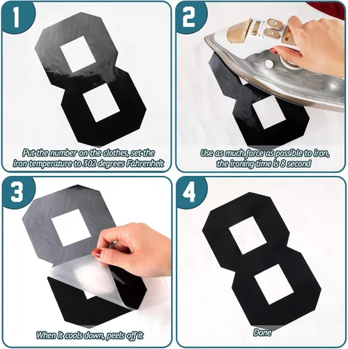 Vista 4 de Zonon 22 piezas de camisetas con números para planchar con transferencia de calor del 0 al 9 números de jersey para uniforme de equipo deportivo