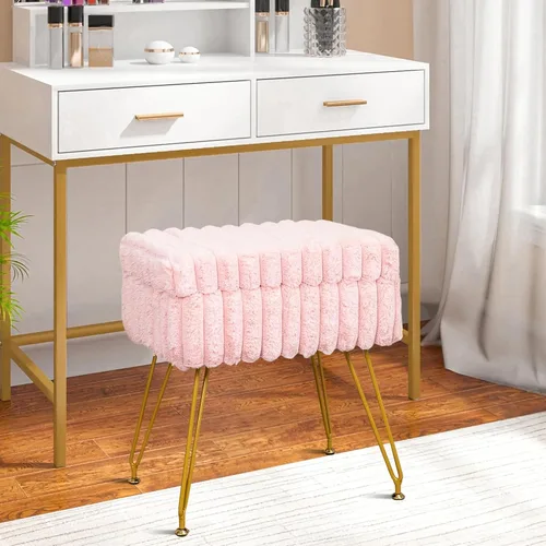 Vista 8 de xuperbonus Taburete de tocador de piel sintética negra con otomana de almacenamiento, silla de tocador para sala de maquillaje, taburetes de tocador