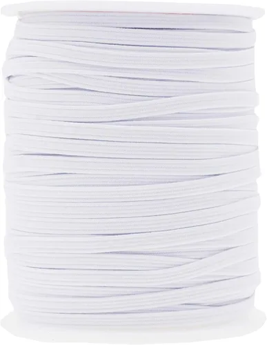 Vista 127 de Mandala Crafts Rollo de bandas elásticas beige de 0.472 in y 20 yardas para costura, 1/2 cordón elástico plano, correas elásticas trenzadas de 1 2