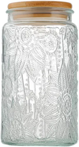 Vista 18 de ANSQU Tarro de almacenamiento de vidrio vintage, recipientes de almacenamiento de alimentos de vidrio de 34 onzas líquidas con tapa de bambú, tarro