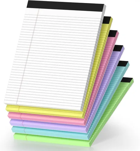 6 paquetes de blocs de notas legales 8.5 x 11 con papel rayado de color para universidad, blocs de notas con respaldo de cartón de papel