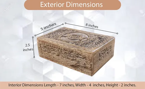 Vista 4 de DharmaObjects Triple Moon - Caja de almacenamiento de madera tallada a mano para joyas (color blanco, grande)