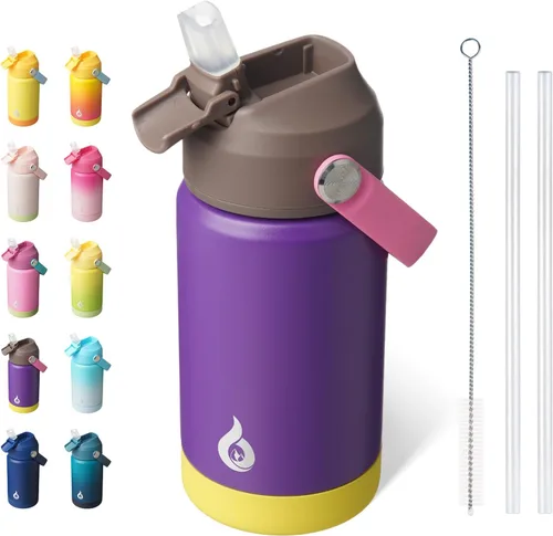 Vista 45 de BJPKPK - Botella de agua aislada con tapa de popote, termo grande de 40 onzas, botellas de agua de acero inoxidable libres de BPA a prueba de fugas