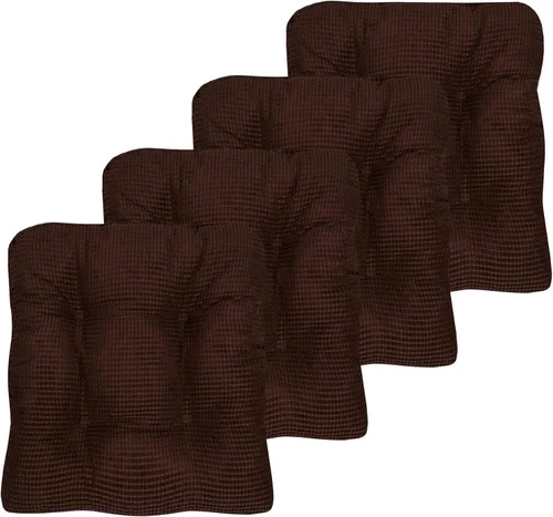 Vista 12 de Sweet Home Collection - Cojín de espuma de memoria triturada para silla, con respaldo de goma antideslizante de micropunto, capitoné, 16" x 16" x