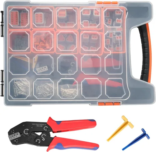 Vista 7 de Kit de conectores DT de 240 piezas, 18 piezas, herramienta de crimpado de cables para conectores Deutsch, herramienta de extracción de terminales