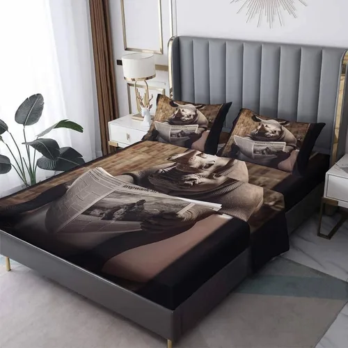 Juego de sábanas para cama individual – Juego de sábanas divertidas de rinoceronte, sábanas y fundas de almohada, microfibra suave y bolsillo